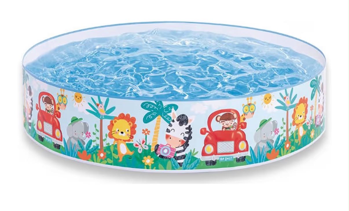 Intex Duckling Snapset Pool 122 x 25cm, Kids Paddling Pool with Duck and Fish Design, Rigid Sidewall Garden Splash Pool, Repair Patch Included duck and fish design, rigid sidewalls, repair patch included, garden water play