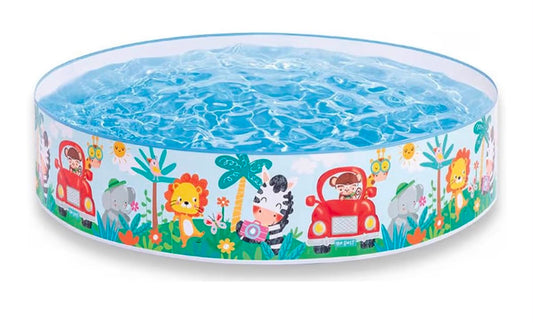 Intex Duckling Snapset Pool 122 x 25cm, Kids Paddling Pool with Duck and Fish Design, Rigid Sidewall Garden Splash Pool, Repair Patch Included duck and fish design, rigid sidewalls, repair patch included, garden water play