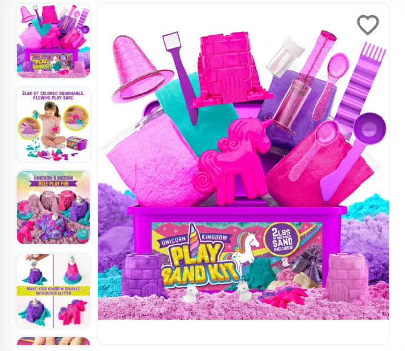 Unicorn Kingdom Sand Craft Kit with Squishy Sand, Tools & Carry Case for Kids - Pink Purple Large