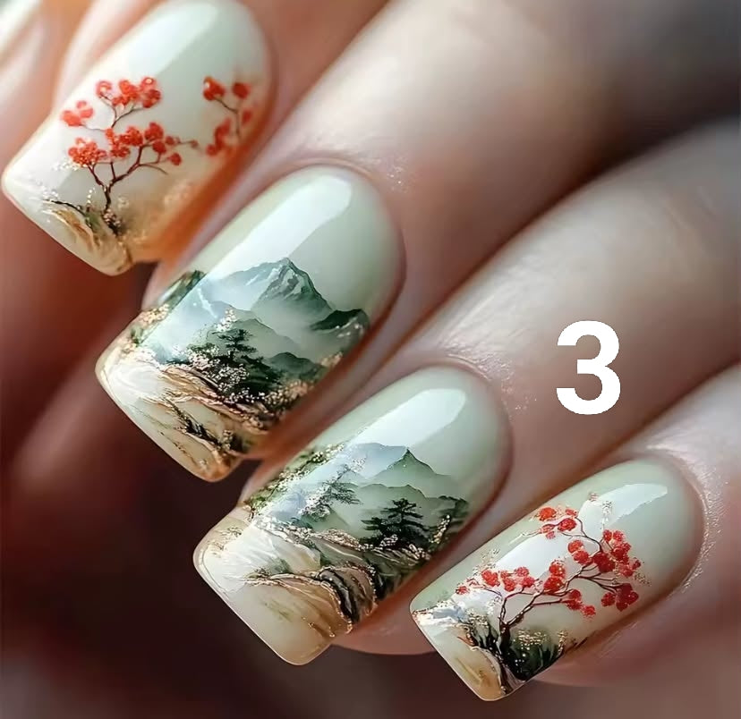 24pcs Press on Nails Flower Design
