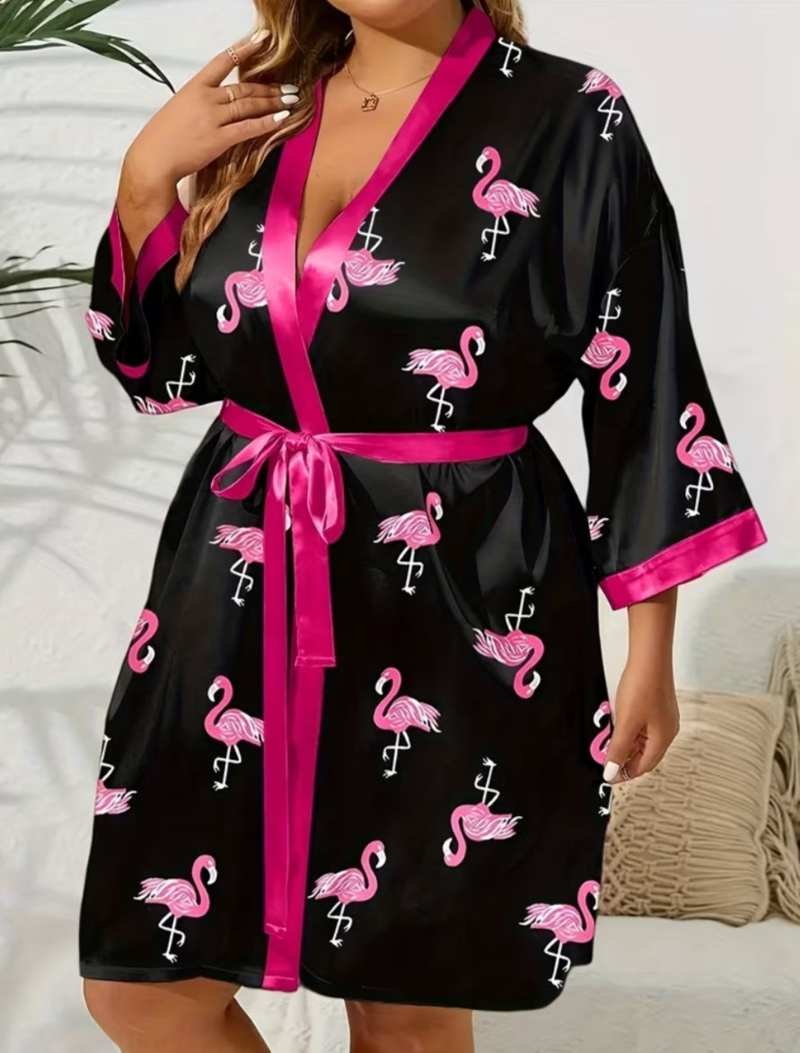 Plus Size Satin Robe