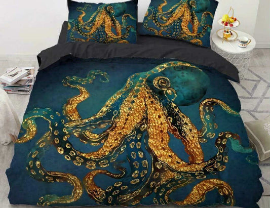Duvet Cover Bedding Set Doona Quilt Cover PillowCase 3D Oil Painting Octopus