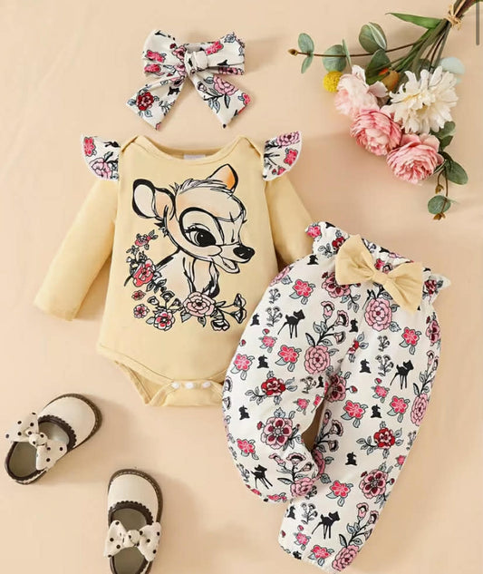 Adorable Printed Long-Sleeve Pantsuit Set, Perfect for Outdoor