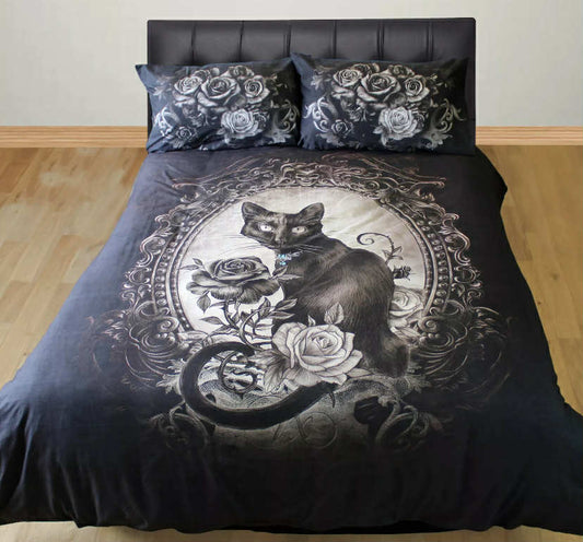 Cat Pendant Mirror Rose Black Paracelsus Duvet Cover set