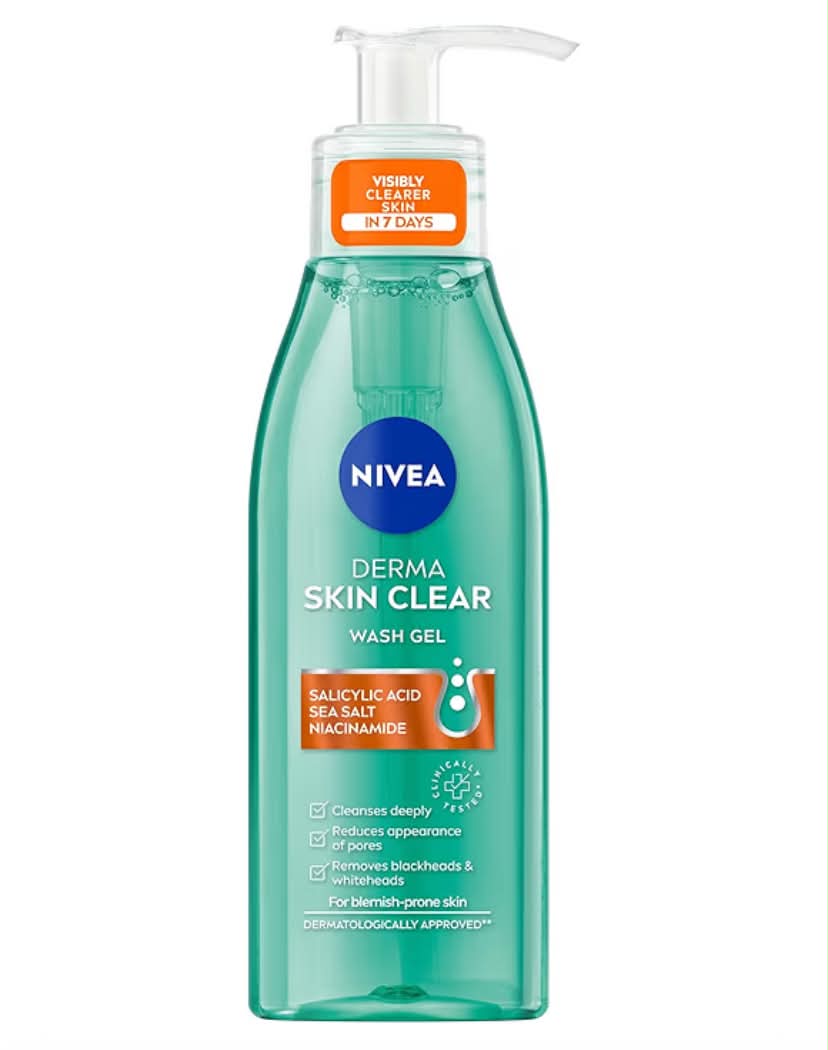 Derma Skin Clear Wash Gel (150ml), Deep Cleansing Face Cleanser Gel, Salicylic Acid Face Wash Enriched with Niacinamide to Cleanse Pores and Remove Impurities, For Blemish-Prone Skin