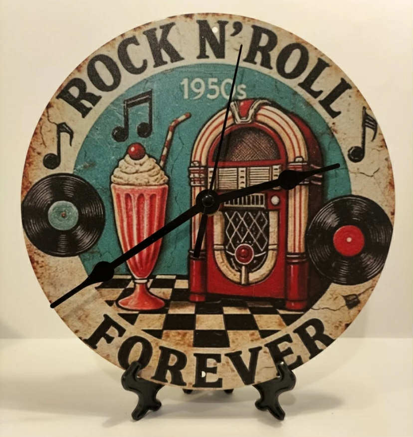 Rock n roll forever metal wall Clock 20cm x 20cm  8in x 8in