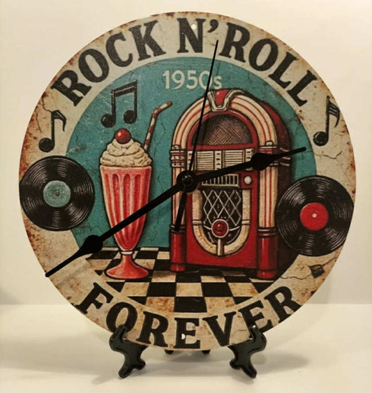 Rock n roll forever metal wall Clock 20cm x 20cm  8in x 8in