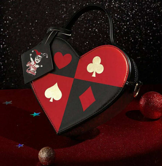 Women's Heart Shaped Shoulder Bag With Playing Card & Cartoon Character