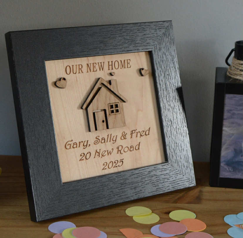 OUR NEW HOME Personalised 3D Framed Plaque Sign House Warming Gift Names Family