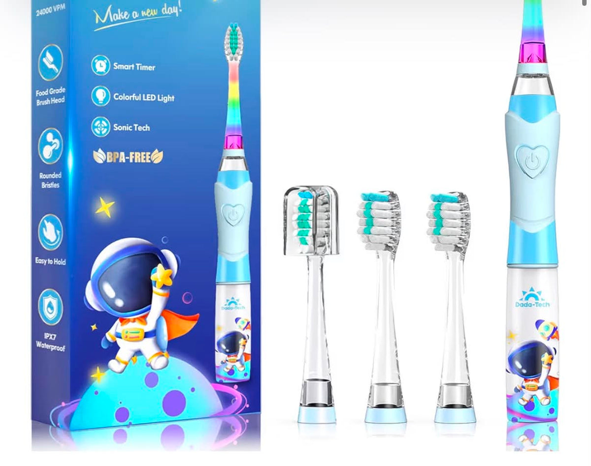 Kids Electric Toothbrush 3-5-6-12, Toddler Toothbrush Girls Electric Toothbrush with Timer Rainbow LED Light Up Sonic Battery Powered Junior Childrens Electric Tooth Brush