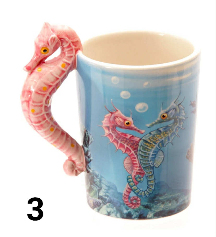 Animal Shaped Handle Ceramic Mug Tea Coffee Cup Novelty Gift Jungle Tropical
