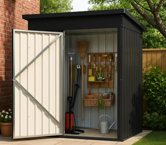 Outdoor Storage Shed 5x3/3x3ft with Lockable Metal Door Cabinet & Sloping Roof Temporary & Removable Not for Permanent Purposes for Garden, Patio, Courtyard Tool & Bicycle Storage