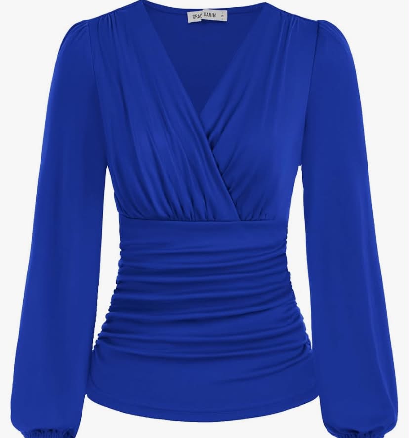 GRACE KARIN Women Long Sleeve Tops Ruched Tunic Blouses Casual Top Shirts
