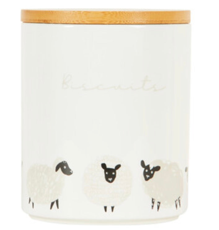 Highland Flock Biscuit Canister with Bamboo Lid