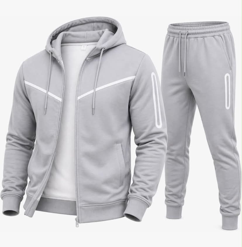 Mens Tracksuit Co-Ord Set - Full Sleeve Zip Up Hooded Fleece Top with Activewear Bottom Sports