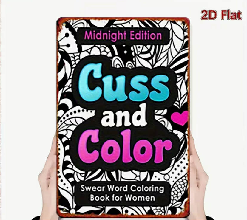 2D Flat, 2D Plane 1 pc, "Cuss and Color Midnight Edition Swear Word Coloring Book for Women"
