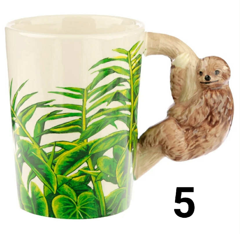 Animal Shaped Handle Ceramic Mug Tea Coffee Cup Novelty Gift Jungle Tropical