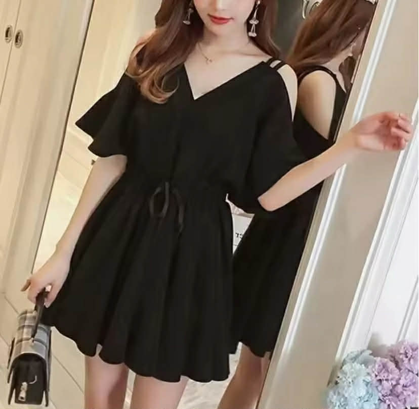 Ladies V-neck Simplicity Elegant Trend Temperament Ladies Dresses