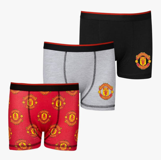 Man Utd F.C. Boys Boxers Boys Boxer Shorts Pack of 3 Multipack Underwear Underpants
