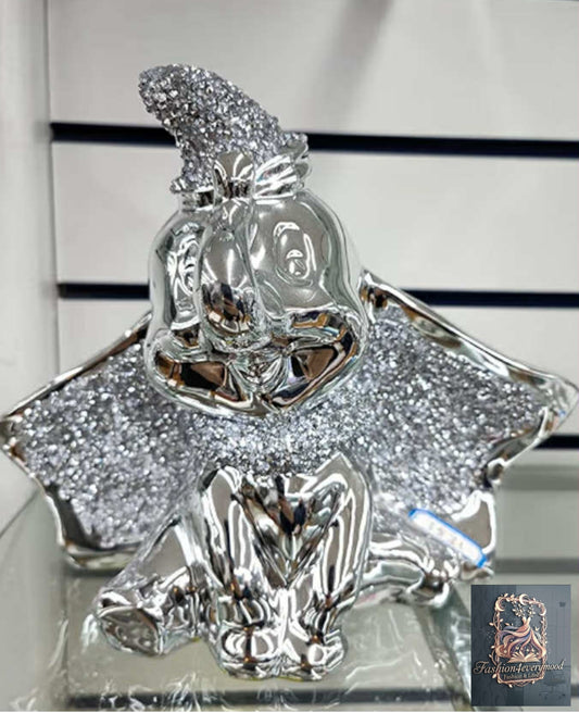Crushed Diamond Silver Crystal Dumbo Character Beautiful Gift Shiny Gift Angel Baby Elephant Decoration Ornament