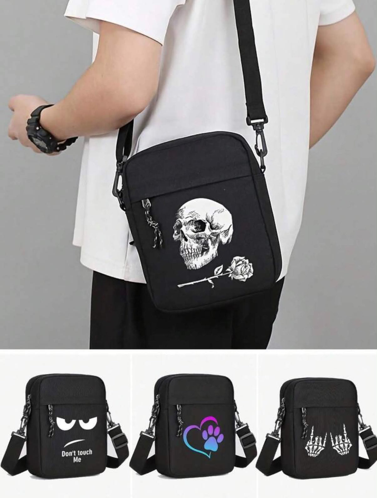 Solid Color Nylon & Checkered Fabric Fashion Minimalist Versatile Sport Style Men's Mini Sling Bag,