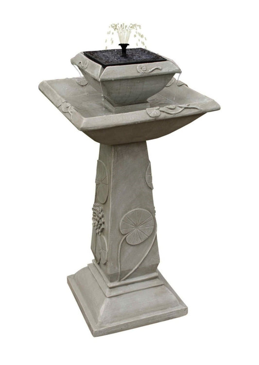 Spring Lily Solar Bird Bath Water Feature with Lights