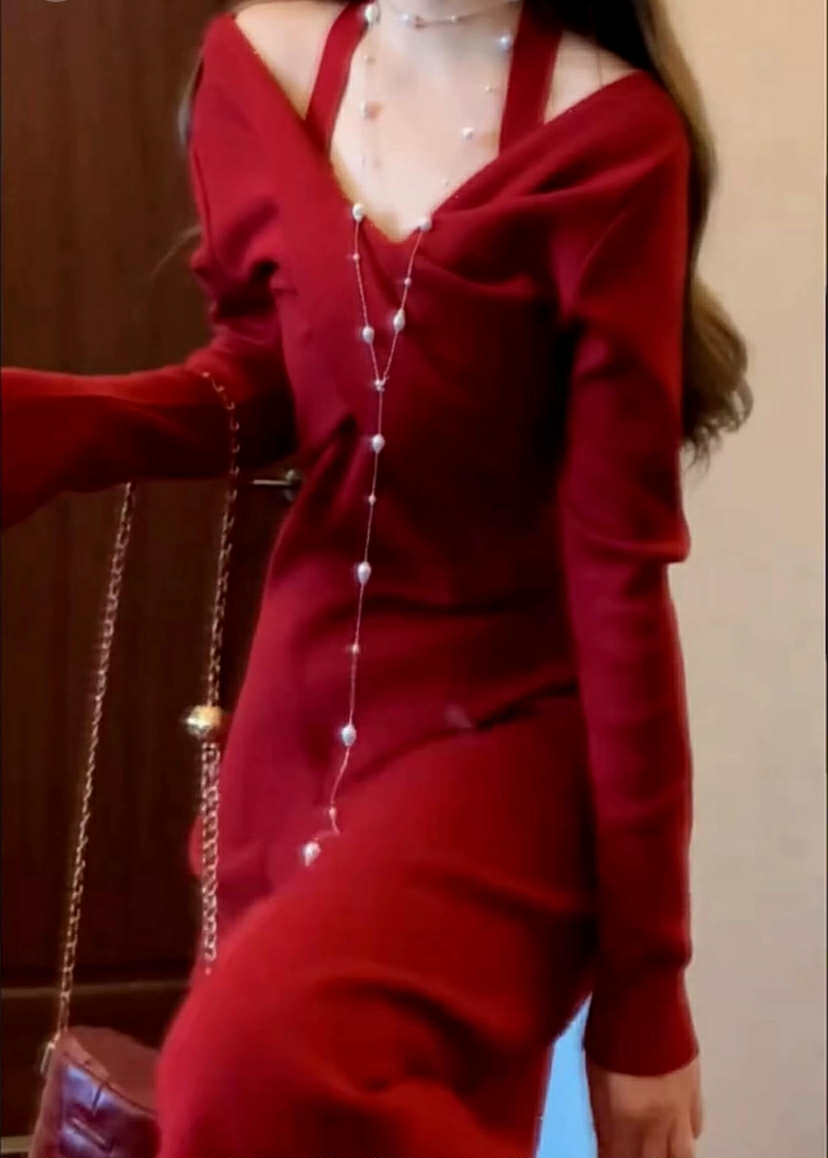 Long red dress