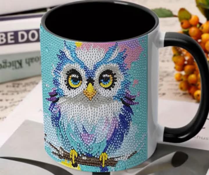 1 pc, Diamond, Owl Mug, 11 Ounce,
