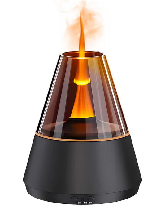 Flame Aroma Diffuser 150ml – Essential Oil Humidifier with Simulated Flame & Color Changing Ambient Light, 2H/4H/6H Timer, Auto Shut-Off, Ultrasonic