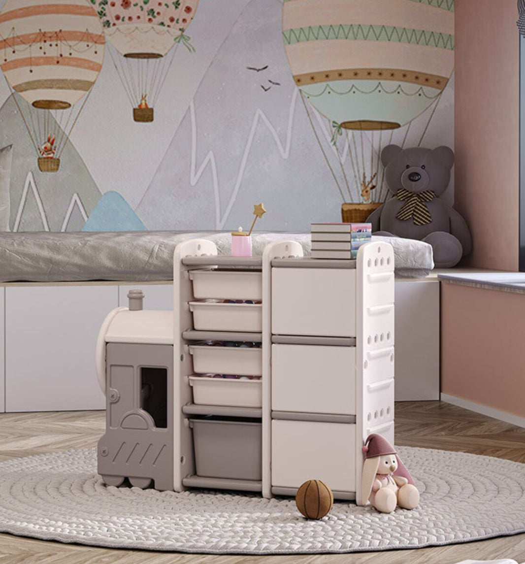 Train Shape Toys Storage Rack - Beige White