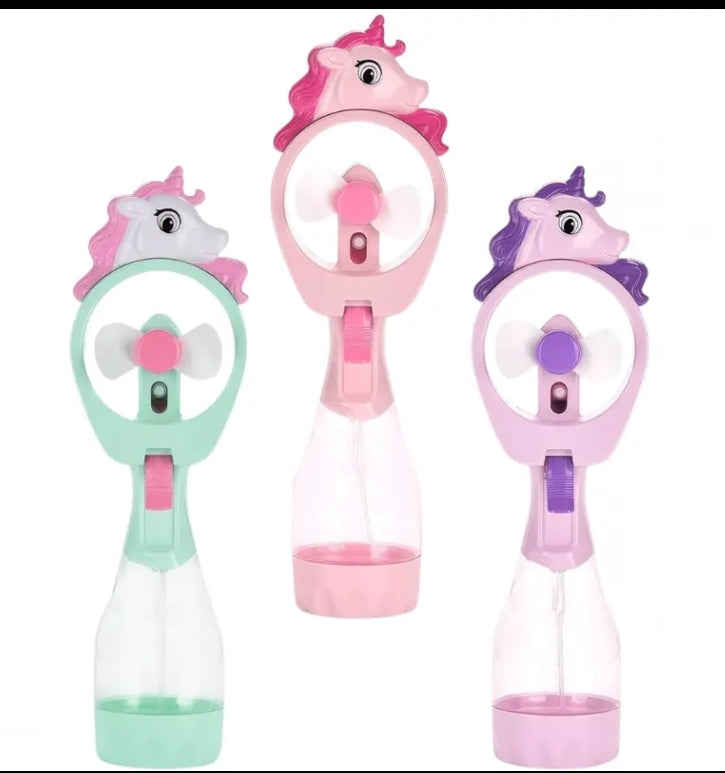 Unicorn Spray Mist Fan with Water Spray Pack of 1, Personal Fan with Battery Operated (Battery not included ), Assorted