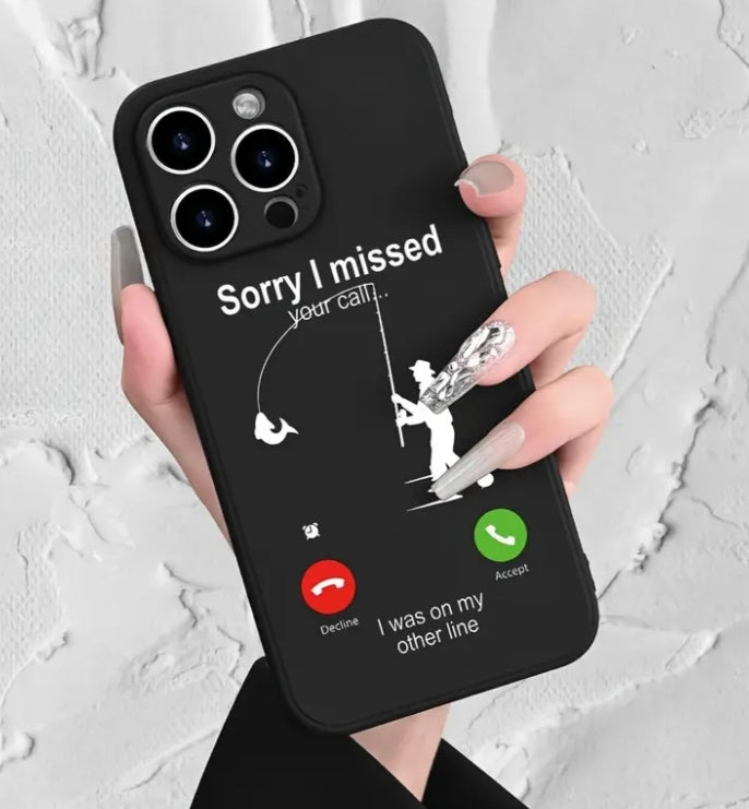 Humorous Fishing - Themed Missed Call Joke Pattern TPU Mobile Phone Case