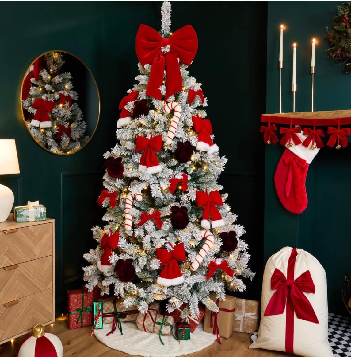 Artificial Premium Snowy Christmas Tree, Green - 7ft