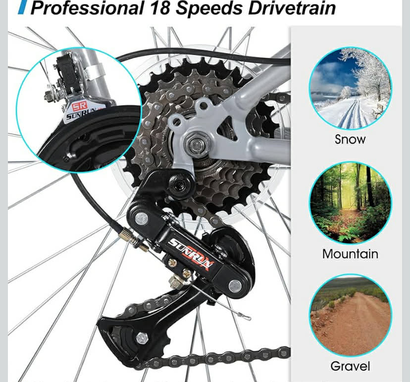 HILAND 26/27.5/29 Inch Adult Mountain Bike, 18/21 Speeds MTB for Mens Womens, High-Carbon Steel Frame, V Brake, Hardtail Mountain Bicycle for Adults