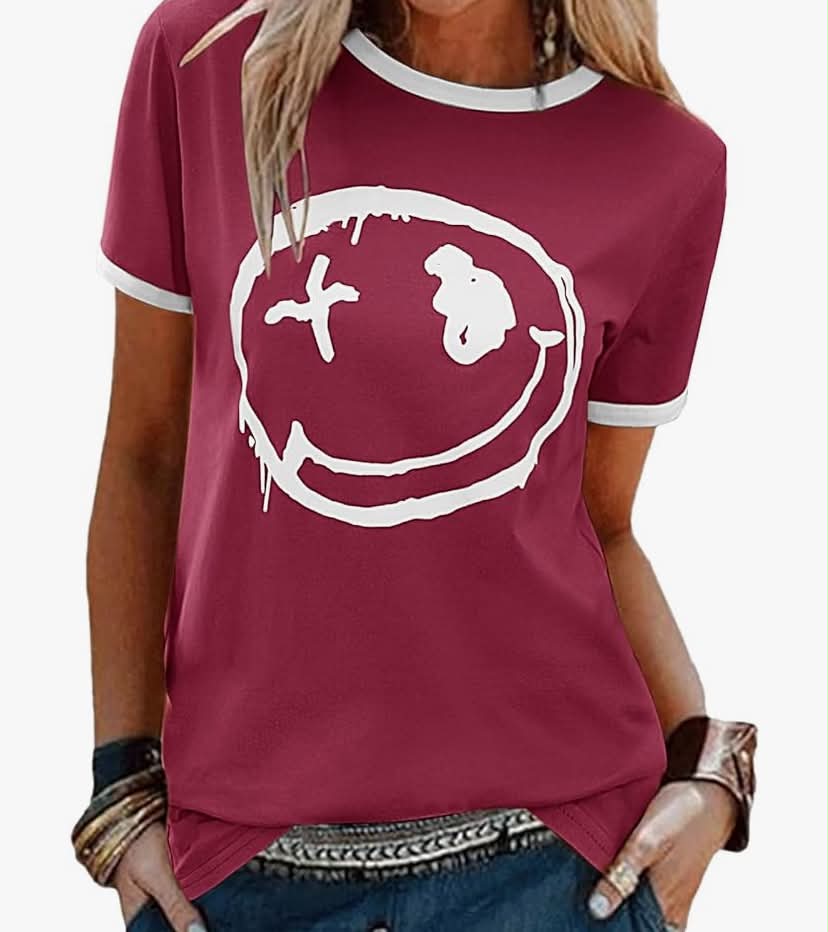 Women's T-Shirts Crew Neck Ladies Short Sleeve T Shirts Summer Tops Graphic Printed Tee Casual Cotton T-shirts