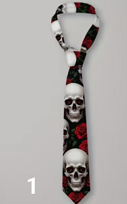 1 pc Men's Formal Necktie - Soft Comfortable Skinny Tie Suitable for Weddings, Office Wear, Gifts - Elegant Skull Design, 100% Polyester Fabric