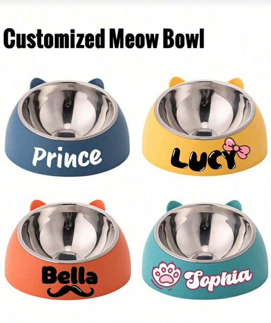 Personalized Cute Cat And Dog Bowl