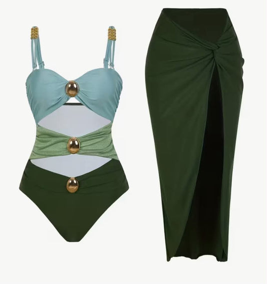 Summer Trend One-Piece Conservative Tummy Control Vacation Beach Hot Spring Swimsuit French-Style Vintage One-Piece Swimsuit