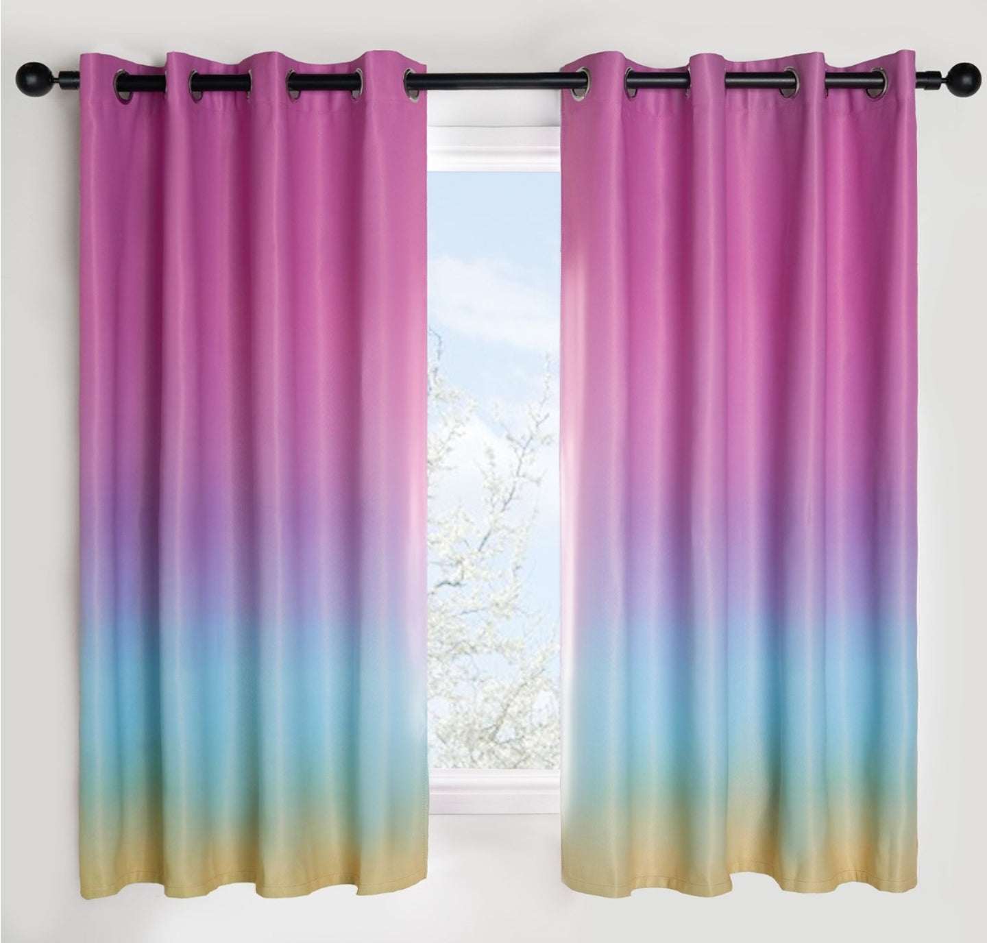 Kids Ombre Eyelet Blackout Curtains - Multi