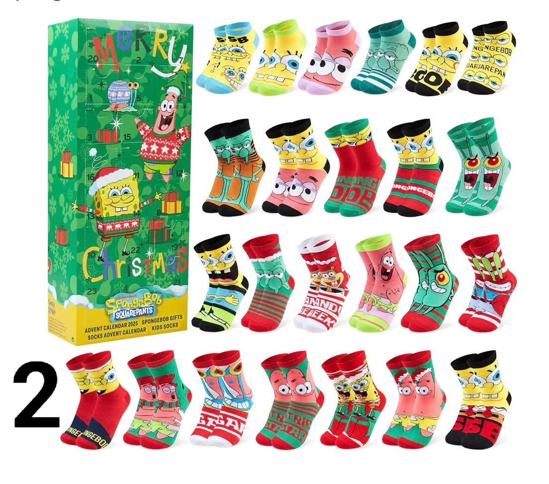 Socks Advent Calendar 
Size 12-3.5, Casual Breathable Soft-Knit Socks, 24 Days Christmas Countdown, Everyday Wear, Xmas Gifts