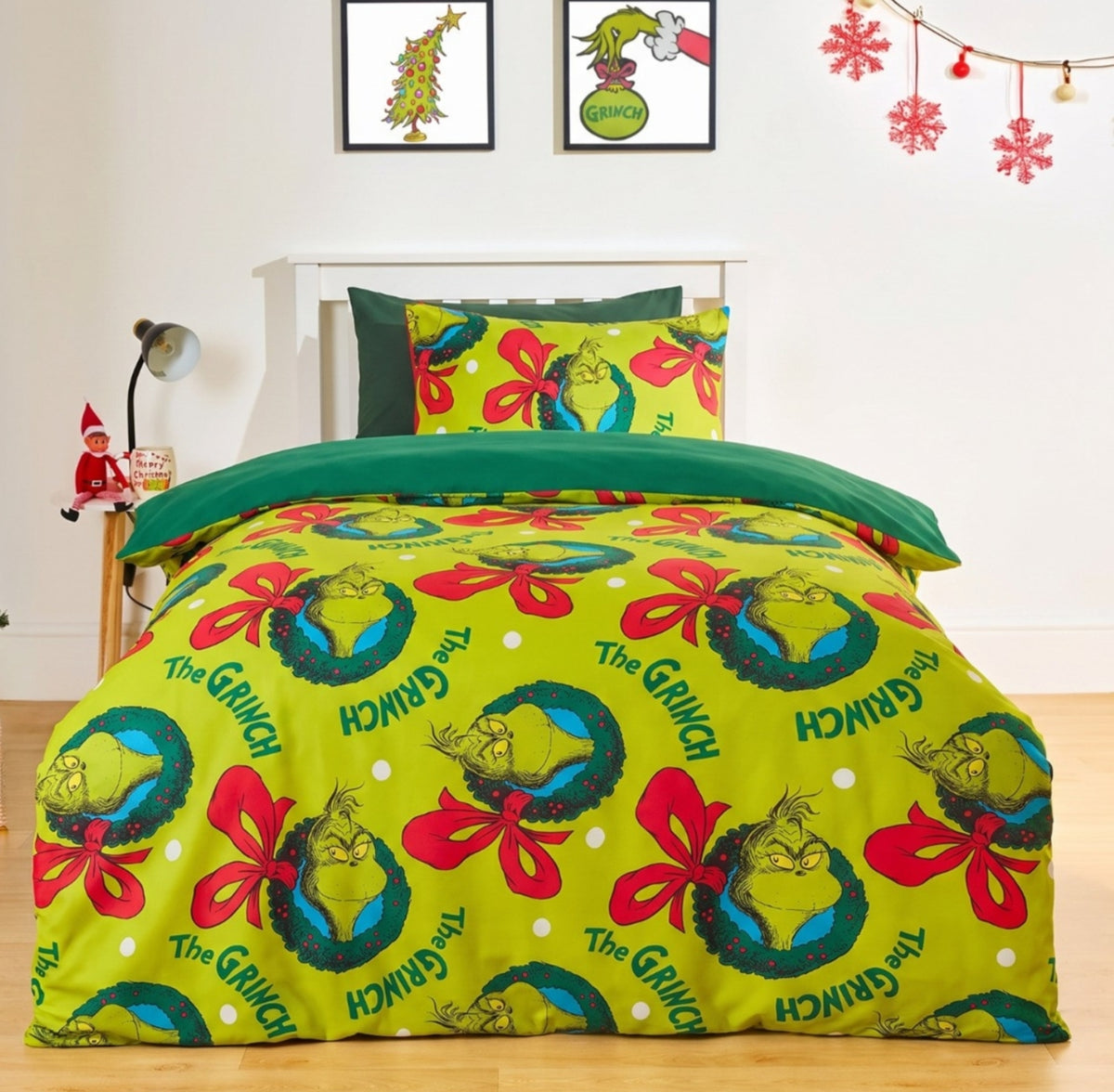 Grinch Printed Duvet Set - Green