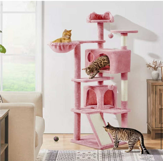 Costoffs Cat Tree, 145cm Cat Tree, Multi-level Large Cat Climbing Tower with Sisal
