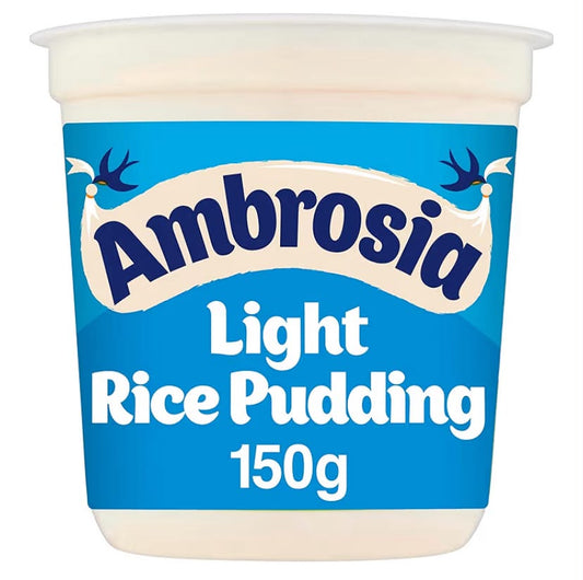 Ambrosia Light Devon Rice Pudding, 30% Less Sugar & Fat, Creamy Ready-to-Eat Dessert, 150 g Pot x5