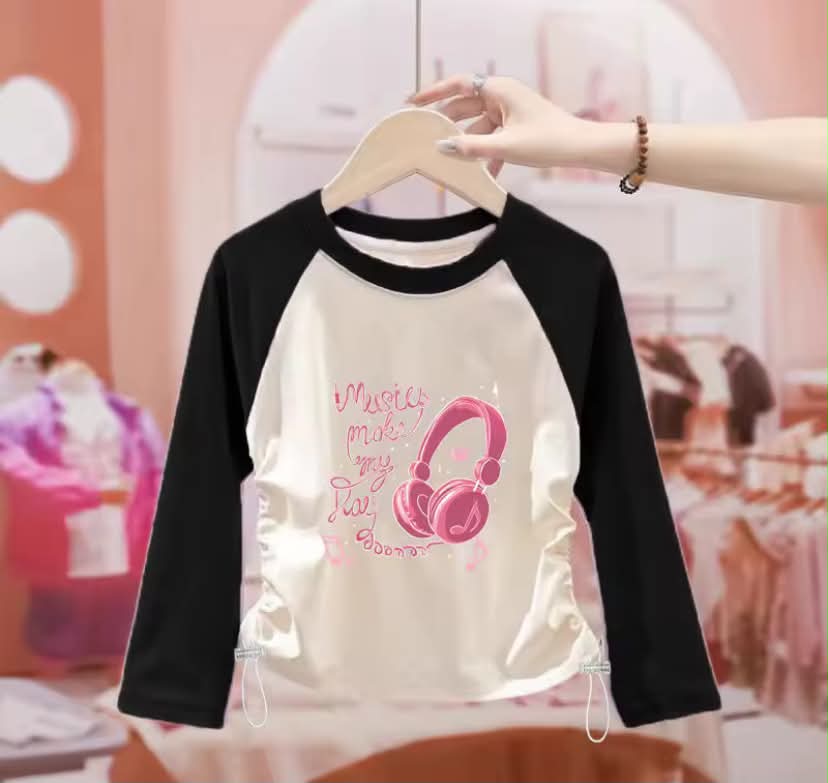 Cute Raglan Long Sleeve Top for Girl