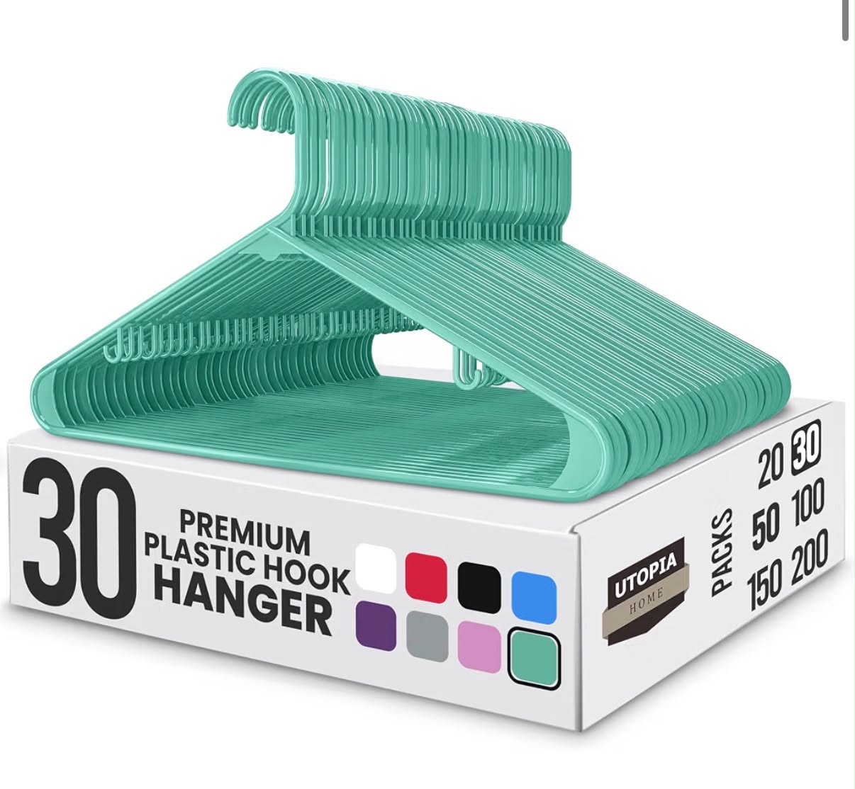 Home Plastic Hangers 30 Pack - Clothes Hanger with Hooks - Durable & Space Saving
