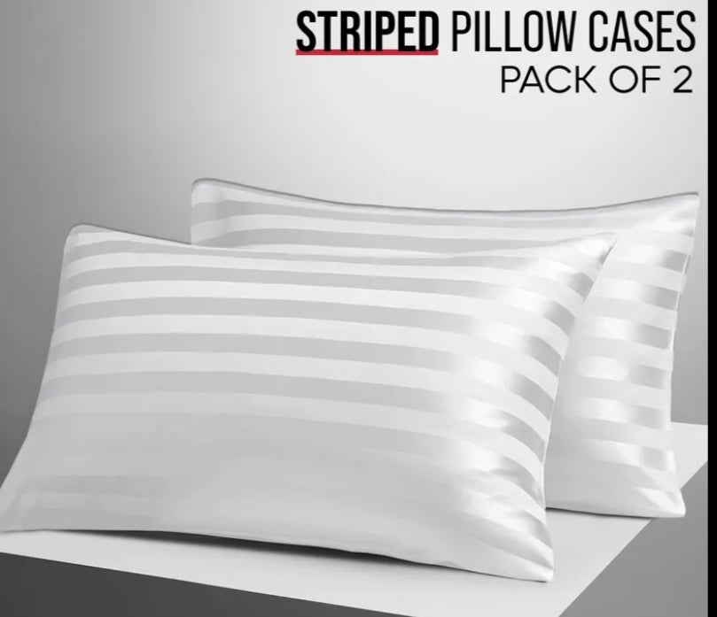 2 pcs Striped Satin Pillowcases 50×75cm, Smooth Finish with Envelope Closure, Durable & Machine Washable Bedroom Decor