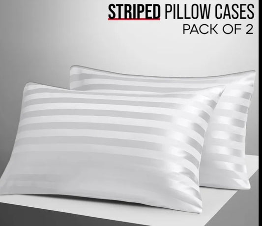 2 pcs Striped Satin Pillowcases 50×75cm, Smooth Finish with Envelope Closure, Durable & Machine Washable Bedroom Decor