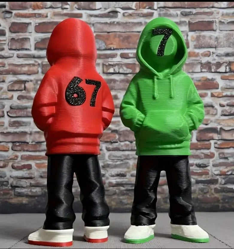 2 Pack 3D Printed Number 6 And 7 Figurine Ornaments Cool Standing Style with Red And Green Color Scheme