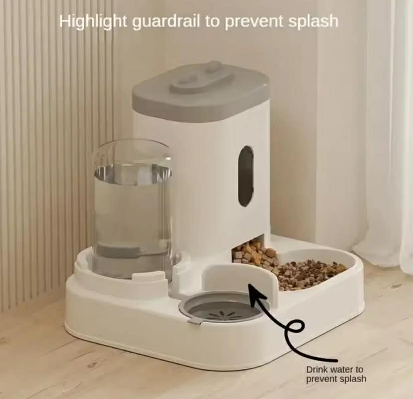 Automatic Feeder Dog Cat Food Bowl With Water Fountain Large Capacity