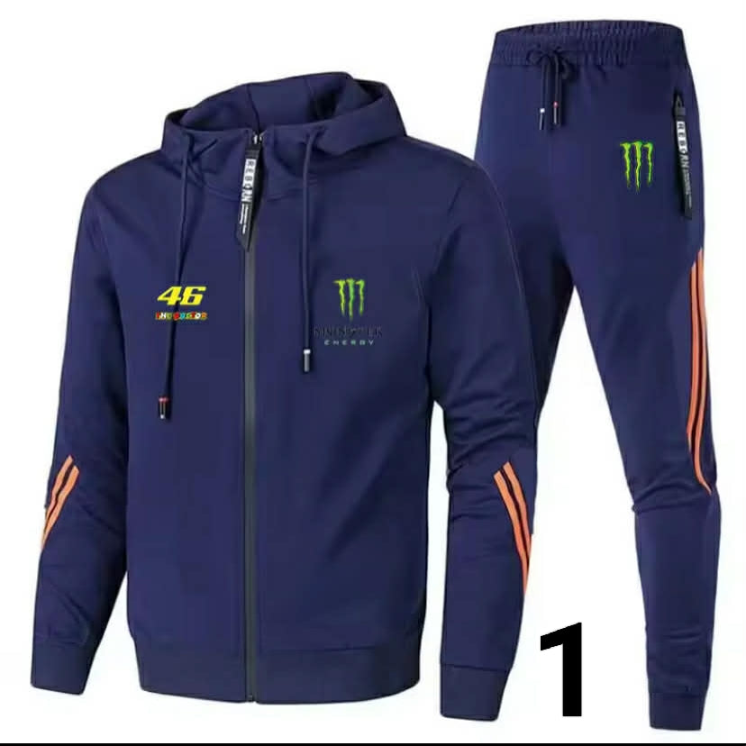 Monster Energy printed jacket for men and women, spring outdoor sports zip-up sweater + pants